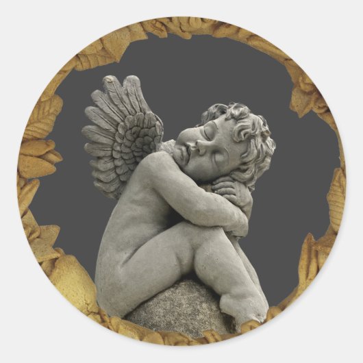 Slapen Cherub engel sculptuur ronde Sticker. Sticker (Voorkant)