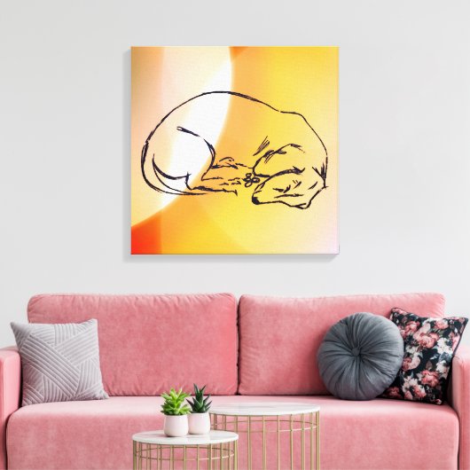 Slapen Dachshund Dog Art Wrapped Canvas (Insitu (Woonkamer))