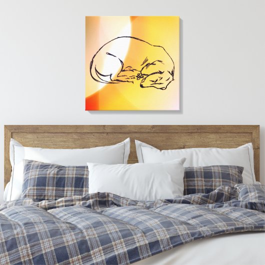 Slapen Dachshund Dog Art Wrapped Canvas (Insitu (Slaapkamer))