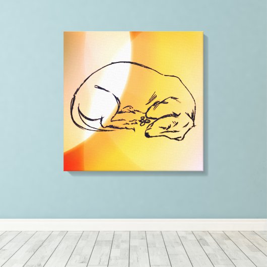 Slapen Dachshund Dog Art Wrapped Canvas (Insitu (Houten vloer))