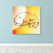 Slapen Dachshund Dog Art Wrapped Canvas Afdruk (Insitu (Houten vloer))