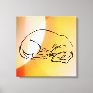 Slapen Dachshund Dog Art Wrapped Canvas Afdruk