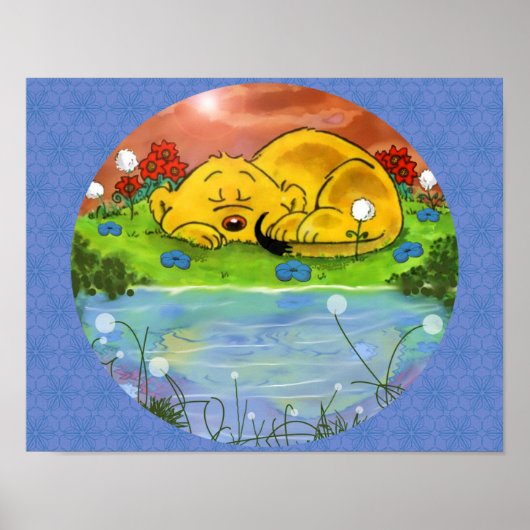 Slapen door zonnebloemen Poster (Voorkant)