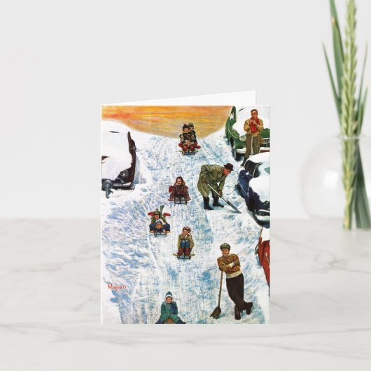 Slapen en uitgraven feestdagen kaart (Voorkant)