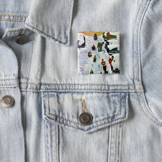 Slapen en uitgraven vierkante button 5,1 cm (In situ)