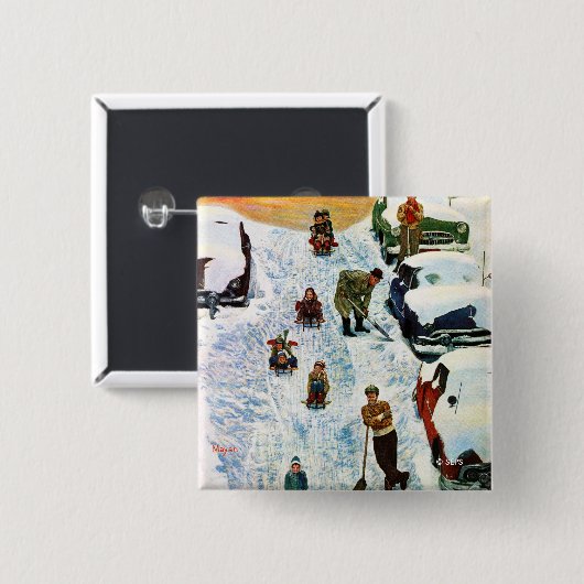 Slapen en uitgraven vierkante button 5,1 cm (Voorkant /achterkant)