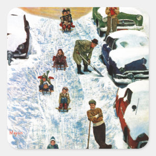 Slapen en uitgraven vierkante sticker