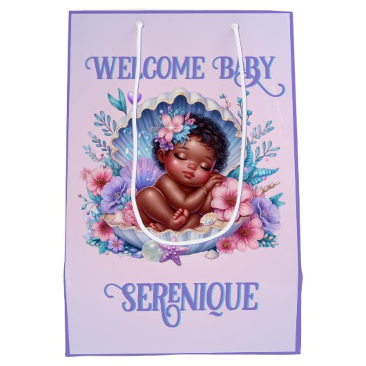 Slapen Etnische Baby Meisje in Seashell Pastel Medium Cadeauzakje (Achterkant)