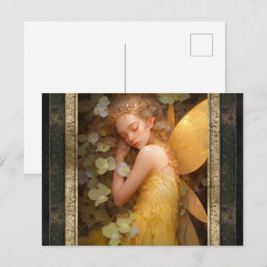 Slapen Fairy Meisje Fantasy Kunst Briefkaart (Voorkant / Achterkant)