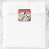 Slapen Fennec Fox schilderij Vierkante Sticker (Tas)