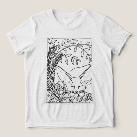 Slapen Fennic Fox met bloemen Tri-Blend Shirt (Design voorkant)