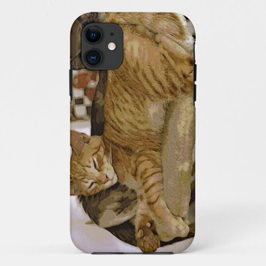 Slapen Ginger Tabby Cat Kitten Telefoon Case (Achterkant)