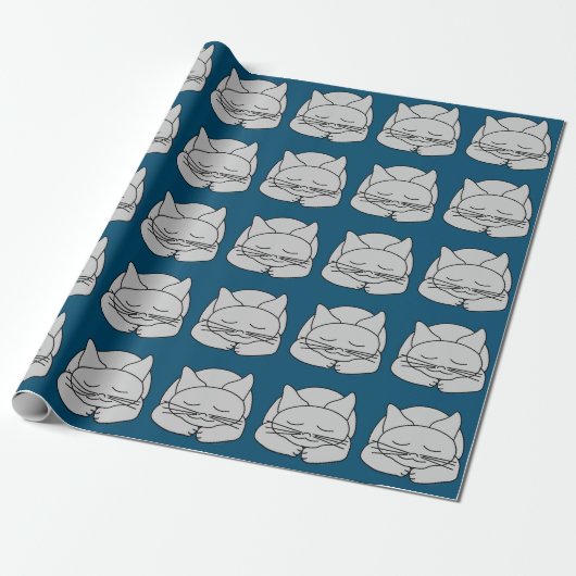 Slapen Grijze Kat Cadeaupapier (Uitgerold)