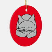 Slapen Grijze Kat Keramisch Ornament (Rechts)