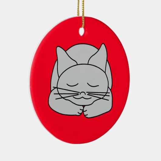 Slapen Grijze Kat Keramisch Ornament (Rechts)