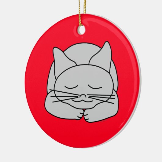 Slapen Grijze Kat Keramisch Ornament (Links)