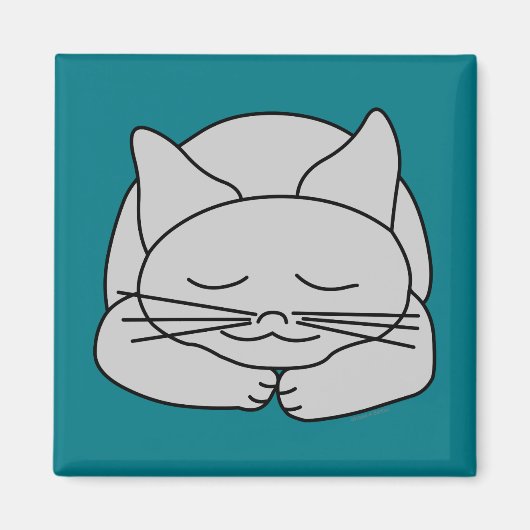 Slapen Grijze Kat Magneet (Voorkant)