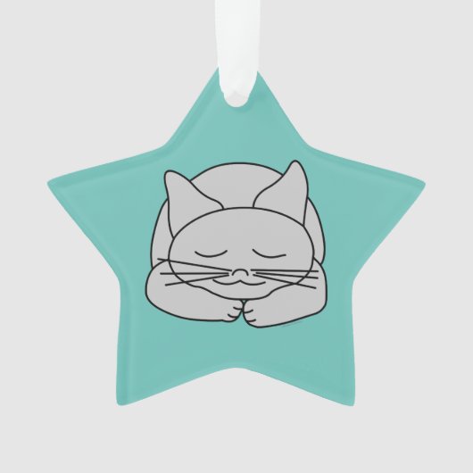 Slapen Grijze Kat Ornament (voorkant)