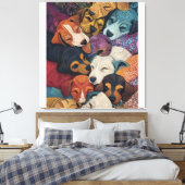 Slapen Hond Puppy Nest - Pointillism Art Stijl Canvas Afdruk (Insitu (Slaapkamer))
