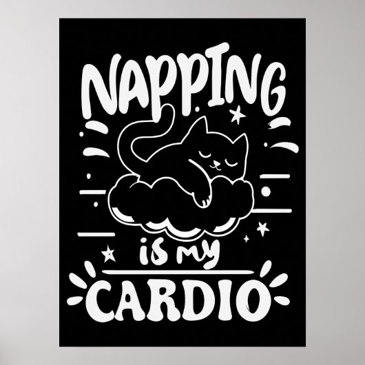 Slapen Is Mijn Cardio Eenvoudig Grappig Kat Design Poster (Voorkant)