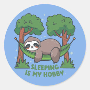 Slapen is mijn hobby ronde sticker