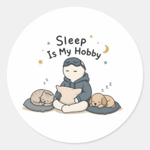 Slapen Is Mijn Hobbyslaap Liefhebber Meme Ronde Sticker