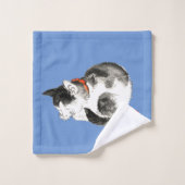 Slapen Japans Kat Zwart en Wit Bad Handdoek (Wasdoekje)