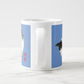 Slapen Japans Kat Zwart en Wit Grote Koffiekop (Achterkant)