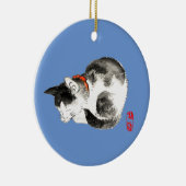 Slapen Japans Kat Zwart en Wit Keramisch Ornament (Rechts)