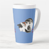 Slapen Japans Kat Zwart en Wit Latte Mok (Rechterhoek)