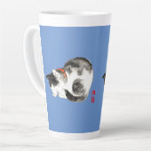 Slapen Japans Kat Zwart en Wit Latte Mok (Linkerhoek)