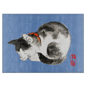 Slapen Japans Kat Zwart en Wit Snijplank