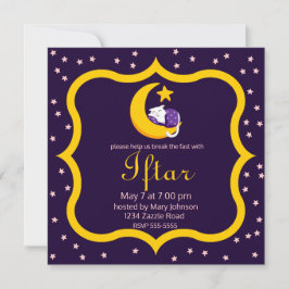Slapen Kat op Crescent Moon Star Ramadan Kaart