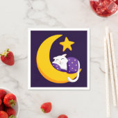 Slapen Kat op Crescent Moon Star Ramadan Servet (Insitu)