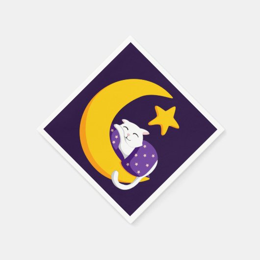 Slapen Kat op Crescent Moon Star Ramadan Servet (Hoek)