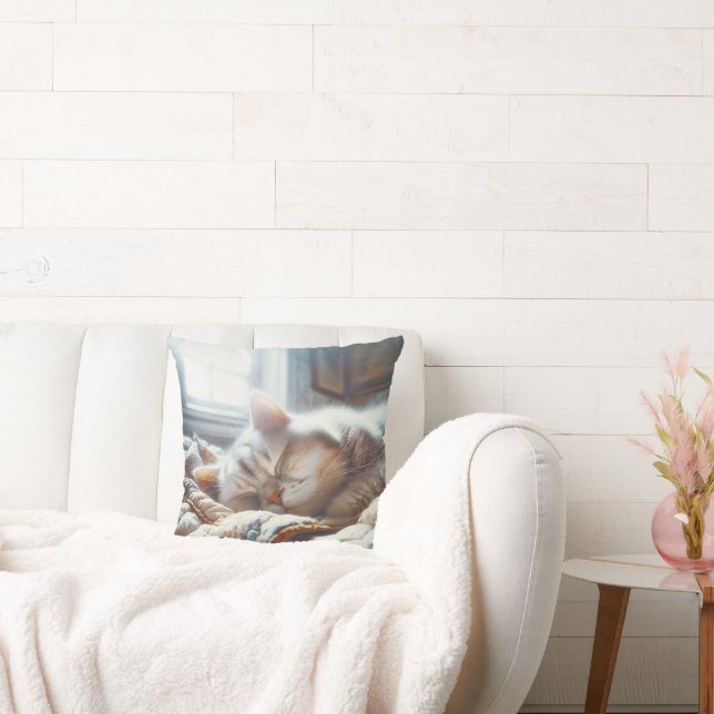 Slapen Kat op oude quilt Kussen (Bank)