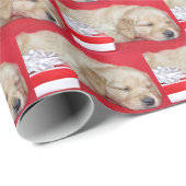 Slapen Kerstmis Golden Retriever puppy Cadeaupapier (Rol Hoek)