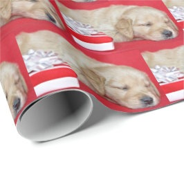 Slapen Kerstmis Golden Retriever puppy Cadeaupapier