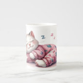 Slapen Kitten in Pyjamas Bone China Mok (Voorkant)
