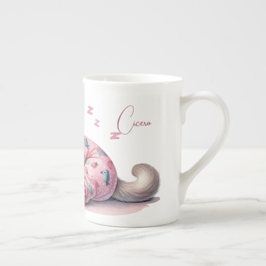 Slapen Kitten in Pyjamas Bone China Mok (Rechts)