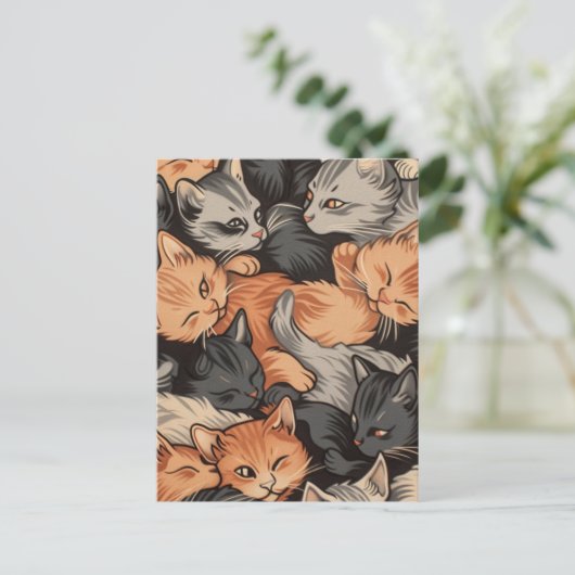 Slapen Kittens Patroon Briefkaart (Staand voorkant)