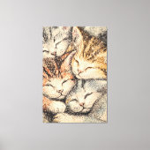 Slapen Kittens - Pointillism Art Canvas Afdruk (Voorkant)