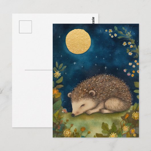 Slapen Kleine Hedghog Briefkaart (Voorkant / Achterkant)