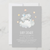 Slapen Kleine Olifant Jongen | Grijs Baby shower Kaart (Voorkant)