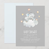 Slapen Kleine Olifant Jongen | Grijs Baby shower Kaart (Voorkant / Achterkant)