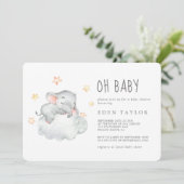 Slapen Kleine Olifant Meisje Oh Baby shower Kaart (Staand voorkant)