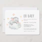 Slapen Kleine Olifant Meisje Oh Baby shower Kaart (Voorkant)