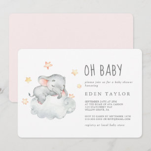 Slapen Kleine Olifant Meisje Oh Baby shower Kaart