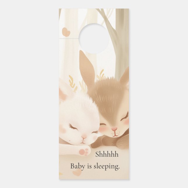 Slapen konijn en fawn deurhanger (Voorkant)