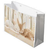 Slapen konijn en fawn in bos groot cadeauzakje (Voorkant Gekanteld)